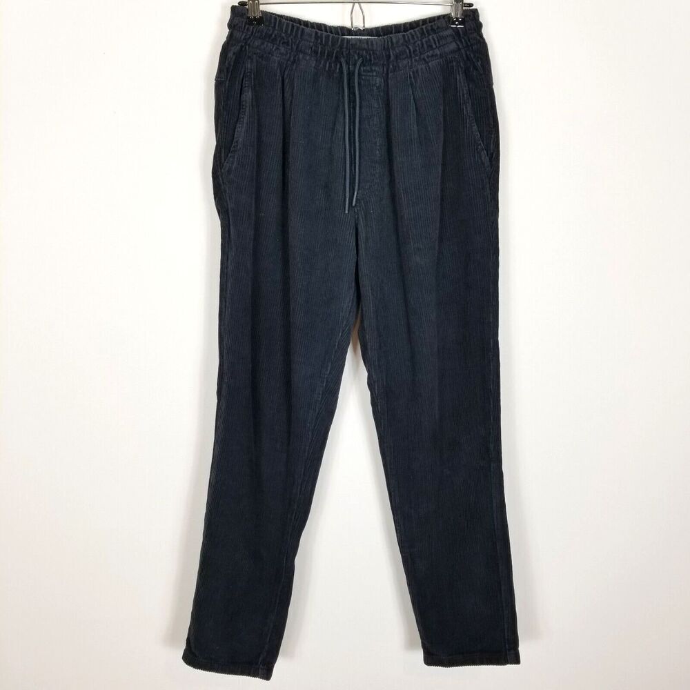 Zara Women Corduroy Pants Size M Blue Drawstring Waist Ankle